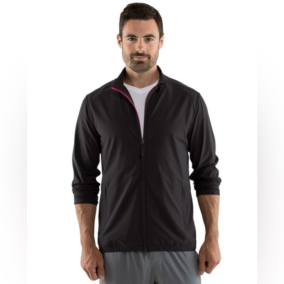 Lululemon Men’s Pace Jacket Mini Mod Waves Charcoal Gray / Black Size Medium - Picture 1 of 16